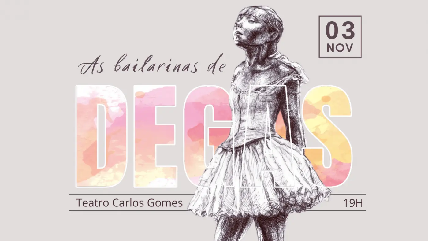 Vivencie a beleza das obras de Edgar Degas no espetáculo "As Bailarinas de Degas", em dois atos no Teatro Carlos Gomes. No primeiro ato, veja as icônicas cenas de ensaios ganharem vida, e no segundo, encante-se com as pequenas bailarinas representando as cores primárias. Não perca essa fusão mágica entre dança e pintura, homenageando o legado do grande mestre da arte!