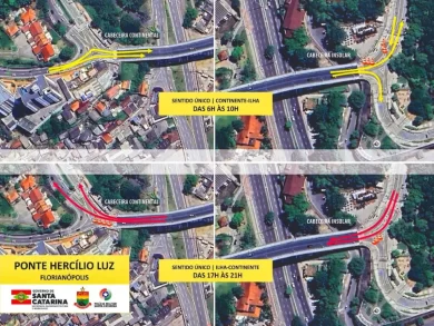 Mão única na Ponte Hercílio Luz apresenta resultados positivos em testes no final de 2024