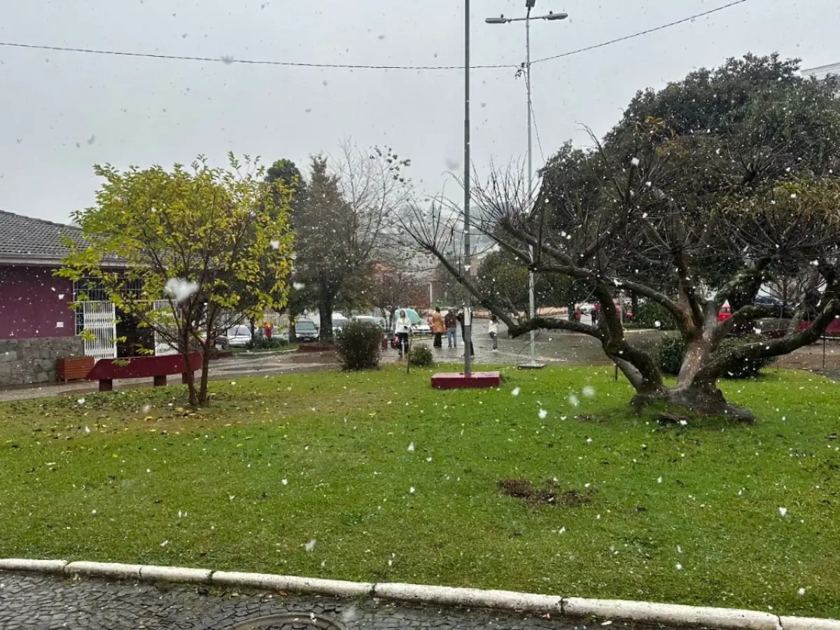Primeira neve do ano é registrada em Santa Catarina nesta quinta-feira