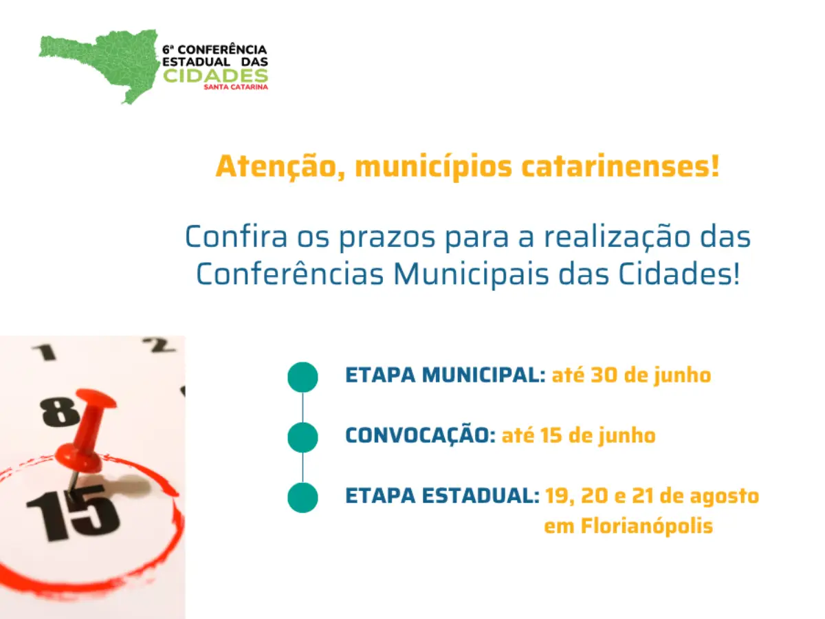 Cidades catarinenses têm até 15 de junho para convocação de conferências municipais