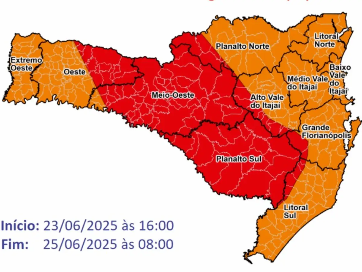 Proteção e Defesa Civil de Santa Catarina emite alerta vermelho para o frio intenso no estado
