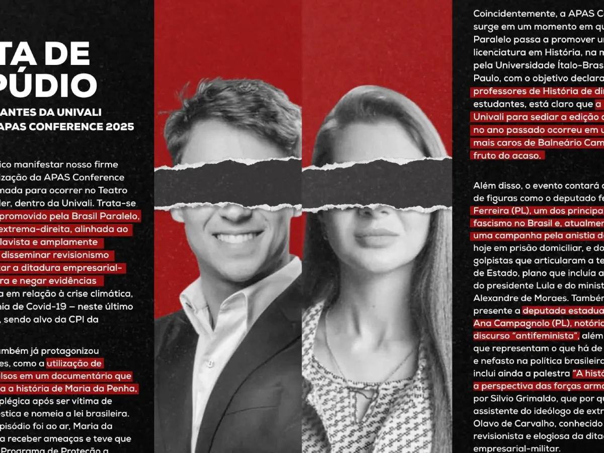 Evento com Nikolas Ferreira e Ana Campagnolo na Univali gera polêmica e nota de repúdio