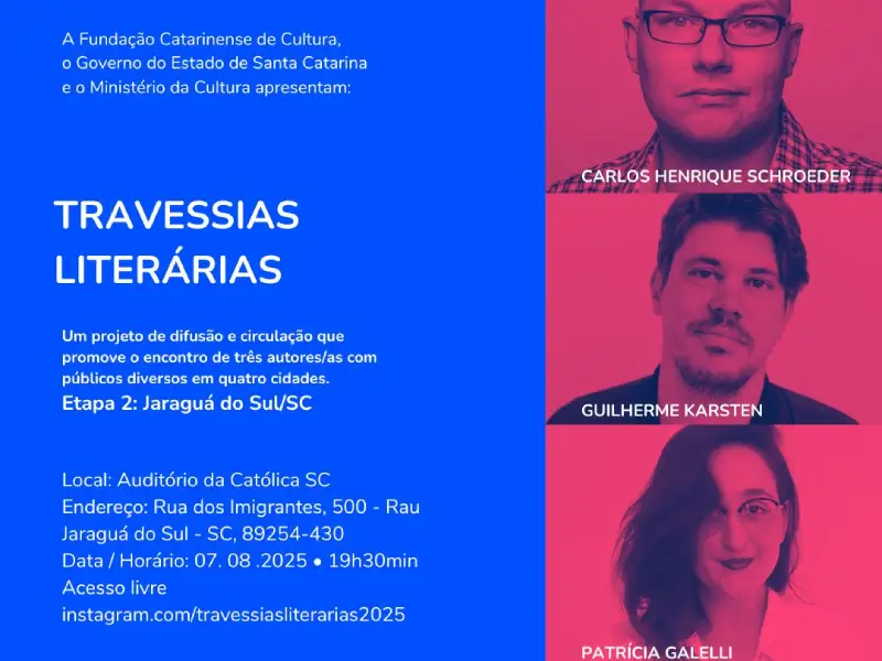 "Travessias literárias” une autores para discutir processos artísticos e trajetórias em Jaraguá do Sul/SC