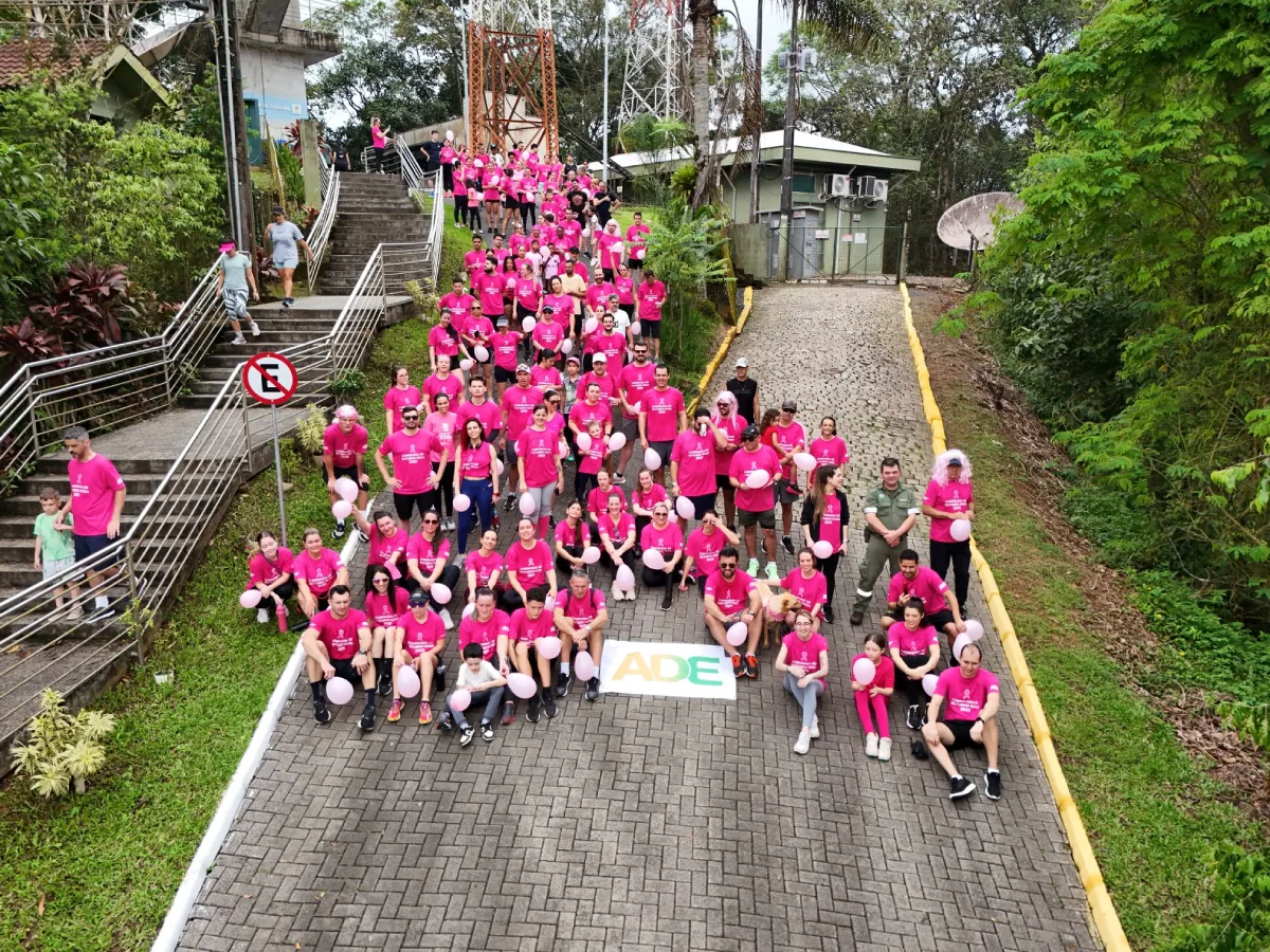 Mais de 200 pessoas sobem o Mirante de Joinville em ação do Outubro Rosa