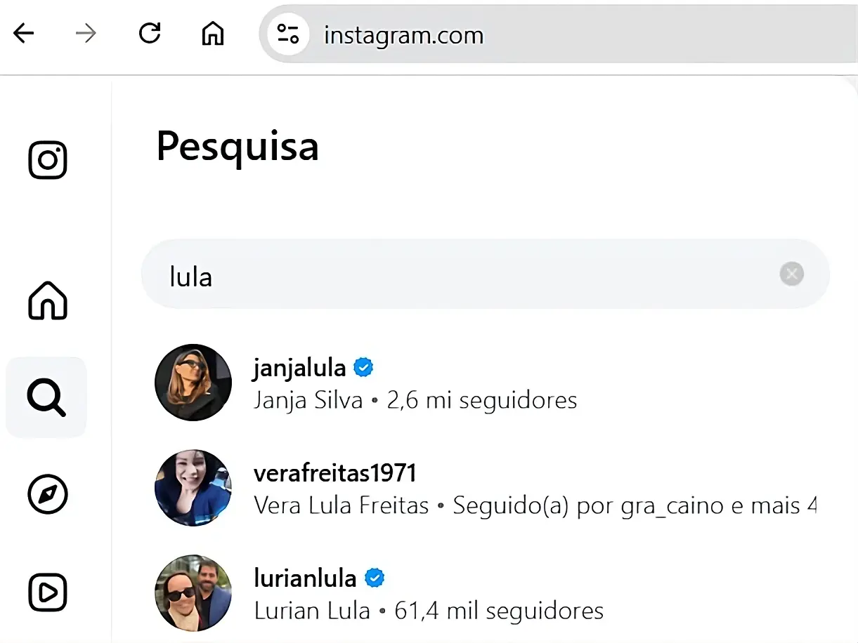 Instagram esconde de esquerda dos resultados das pesquisas webp